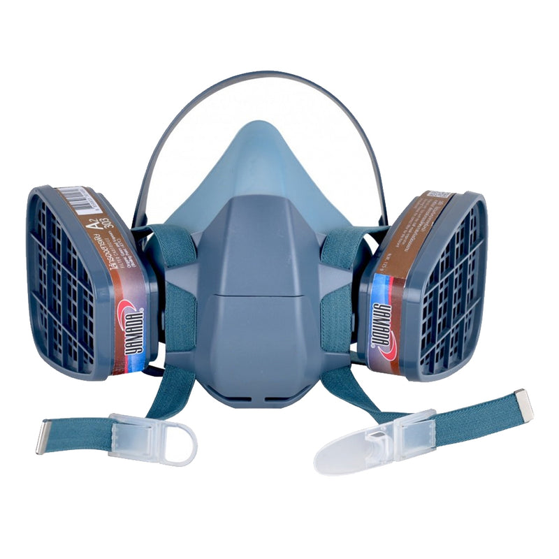 Respirador mascarilla frontal de silicona con doble filtro purificador