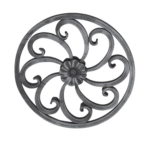 Rosón artístico de hierro forjado Diámetro Ø 295 mm; Barra cuadrada 12 x 12 mm