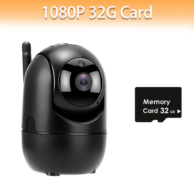 Cámara de seguridad inteligente con Wifi 1080 HD/32Gb, color negro